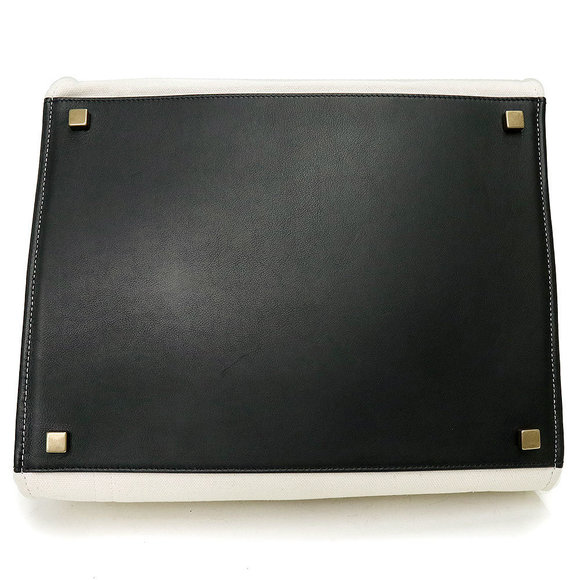 Celine Luggage Phantom Handbag Canvas Leather White Black - Picture 6 of 10